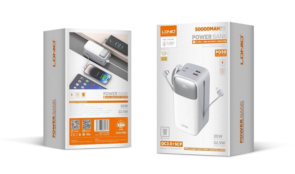 پاور بانک فست شارژ 50000 الدینیو Ldnio PQ50 QC3.0 PD 22.5W